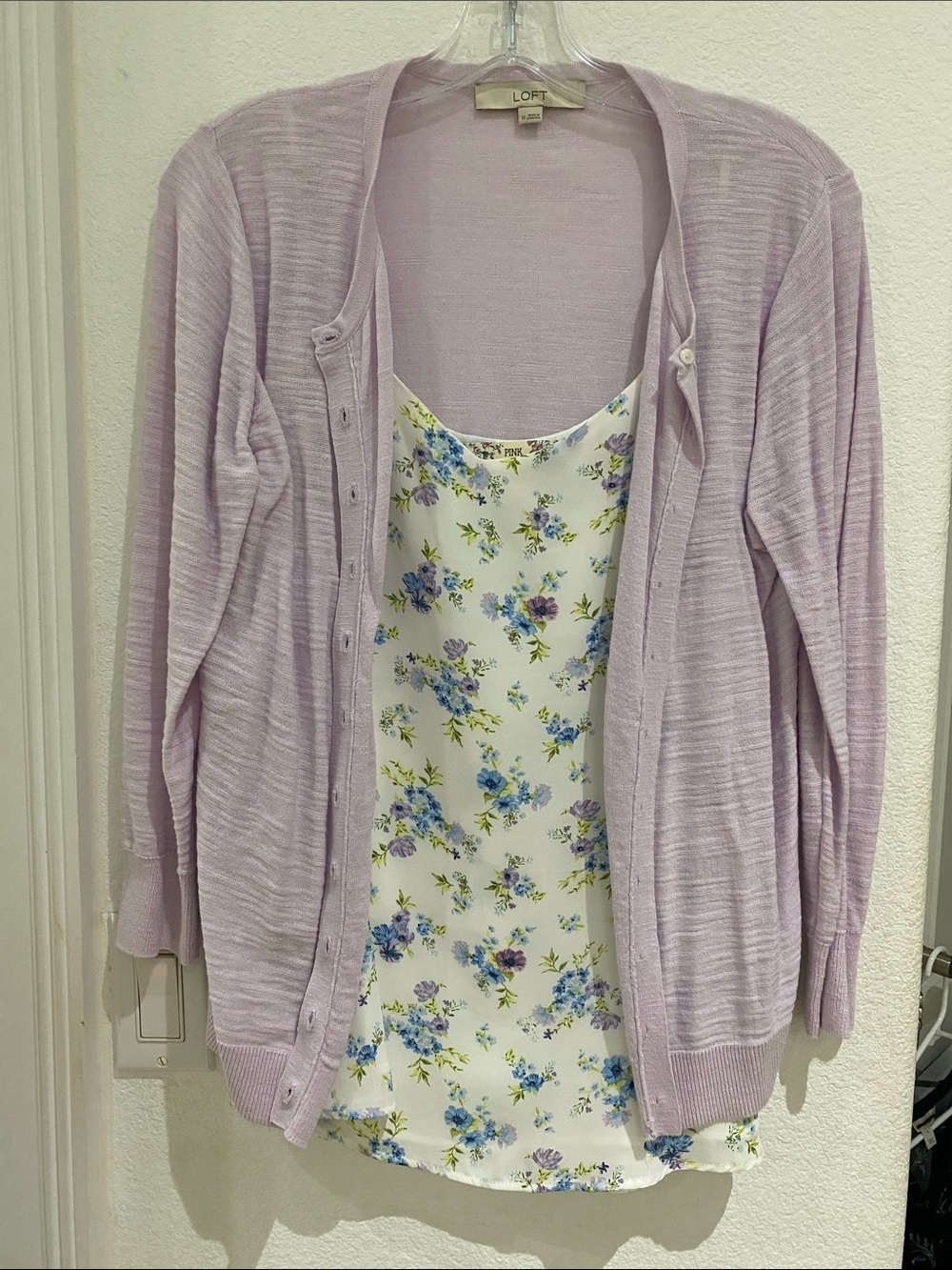 Lavender Dreams! LOFT Cardigan Size M and Pink Republic Floral Tank Top Size XL
